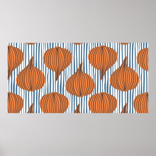Hand drawn onion bulb vegetable wallpaper. Modern  Poster (Front)