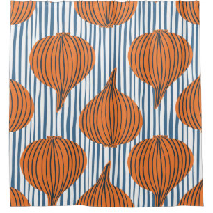 Hand drawn onion bulb vegetable wallpaper. Modern  Shower Curtain