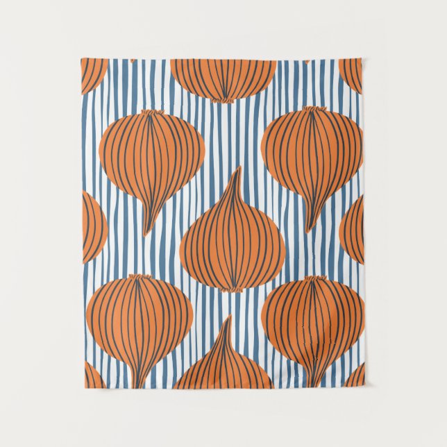 Hand drawn onion bulb vegetable wallpaper. Modern  Tapestry (Front)