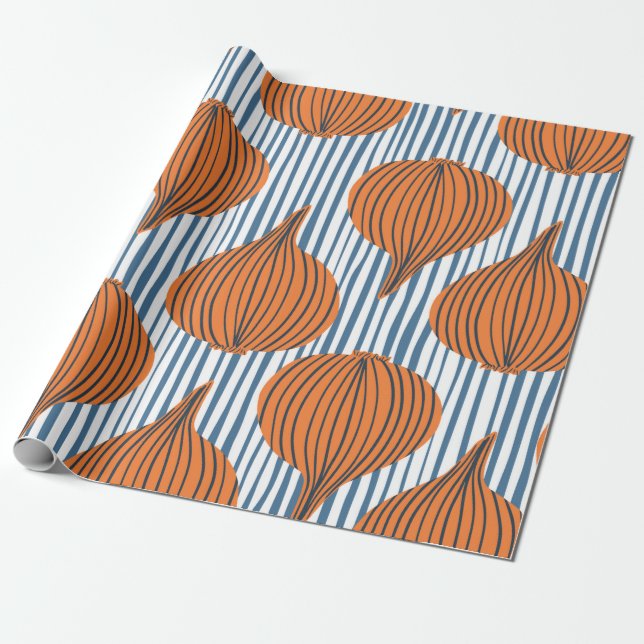 Hand drawn onion bulb vegetable wallpaper. Modern  Wrapping Paper (Unrolled)