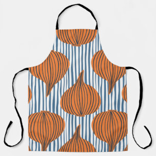 Hand-drawn onion bulbs, organic wallpaper apron