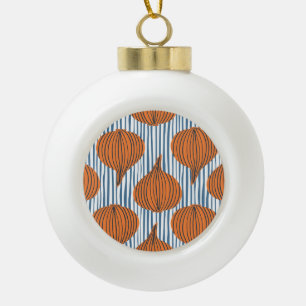 Hand-drawn onion bulbs, organic wallpaper ceramic ball christmas ornament