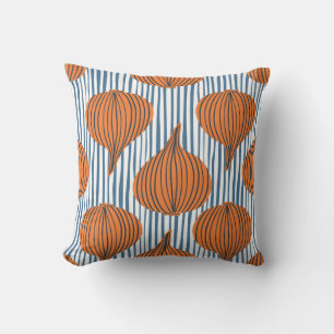 Hand-drawn onion bulbs, organic wallpaper cushion