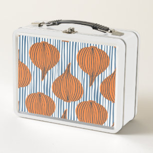 Hand-drawn onion bulbs, organic wallpaper metal lunch box