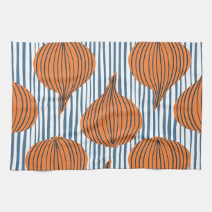 Hand-drawn onion bulbs, organic wallpaper tea towel
