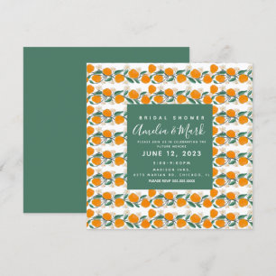 Hand-Drawn Orange Botanical Abstract Bridal Shower Invitation