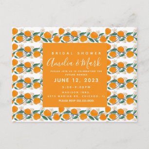Hand-Drawn Orange Botanical Abstract Bridal Shower Postcard
