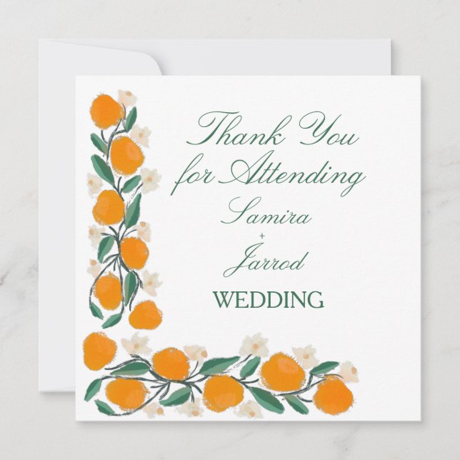 Hand-Drawn Orange Botanical Abstract Wedding (Front)