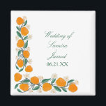 Hand-Drawn Orange Botanical Abstract Wedding Magnet<br><div class="desc">Wedding Magnet with Hand Drawn Orange Botanical Floral Art</div>
