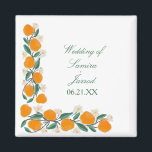 Hand-Drawn Orange Botanical Abstract Wedding Magnet<br><div class="desc">Wedding Magnet with Hand Drawn Orange Botanical Floral Art</div>
