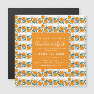 Hand-Drawn Orange Botanical Abstract Wedding Magnetic Invitation