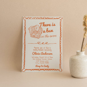 Hand Drawn Orange Bun In The Oven Baby Shower Invitation