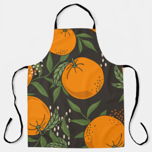 Hand-drawn oranges, colourful vintage background. apron