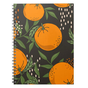 Hand-drawn oranges, colourful vintage background. notebook