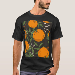 Hand-drawn oranges, colourful vintage background. T-Shirt