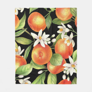 Hand Drawn Oranges: Floral Illustration. Fleece Blanket