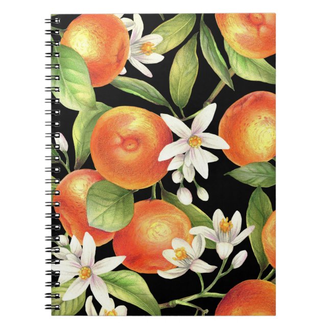 Hand Drawn Oranges: Floral Illustration. Notebook (Front)