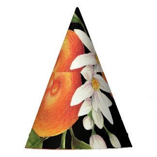Hand Drawn Oranges: Floral Illustration. Party Hat