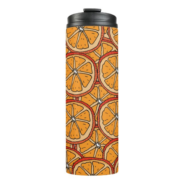 Hand Drawn Oranges: Seamless Thermal Tumbler (Front)