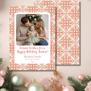 Hand-Drawn Ornament Pattern Holiday Photo Card 