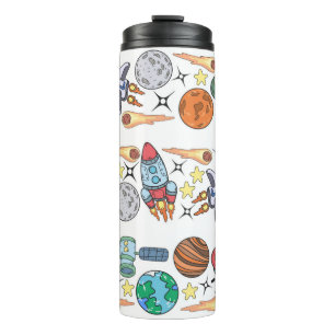 Hand-drawn Outer Space Doodles. Vintage Thermal Tumbler