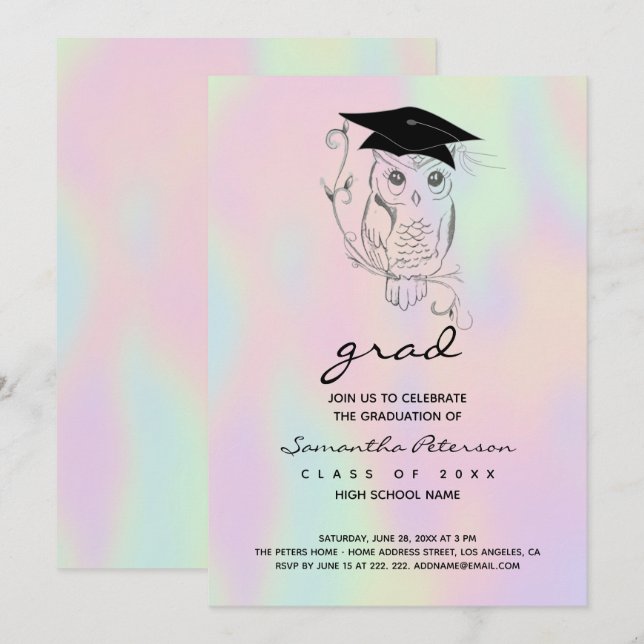 Hand Drawn Owl Invitation (Front/Back)