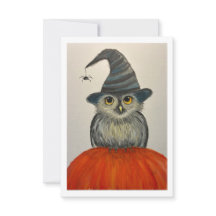 Hand drawn Owl & Lil Spider Flat Card