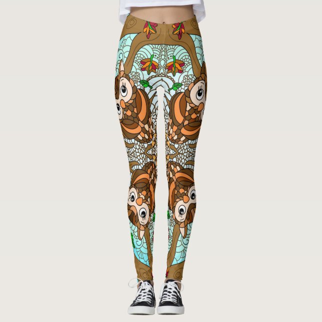Hand Drawn Owl Mandala Artwork     Leggings (Front)
