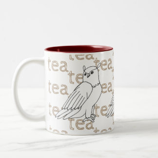 Hand-drawn Owl Tea Drink Customisable Art Drawing Two-Tone Coffee Mug