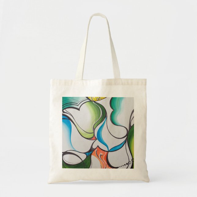 hand drawn painted abstract tote bag (Front)