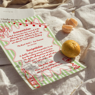 Hand Drawn Painted Quirky Wedding Fun Details Enclosure Card