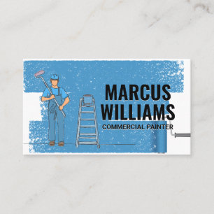 Hand Drawn Painter with Tools   Paint Roller Business Card