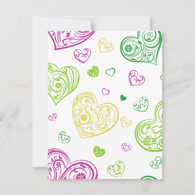 "Hand-Drawn Paisley Hearts" Holiday Card (Front)