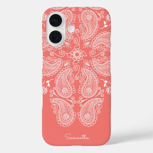 Hand Drawn Paisley Pattern Dark Peach Case-Mate iPhone Case (Back)