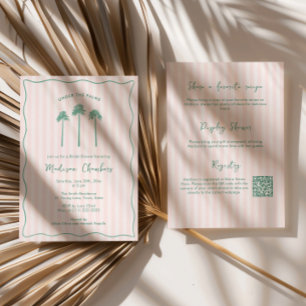 Hand-Drawn Palm Springs Pink Green Bridal Shower Invitation