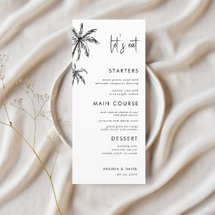 Hand Drawn Palm Tree Destination Wedding Let's Eat Menu