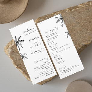 Hand Drawn Palm Tree Tropical Destination Wedding Programme