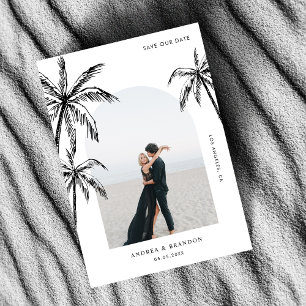 Hand Drawn Palm Trees Photo Destination Wedding Save The Date