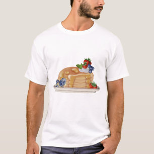 Hand Drawn Pancakes Berries Breakfast Food T-Shirt
