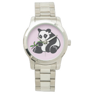 Hand drawn PANDA Bear - Nature -Wildlife - Pink Watch