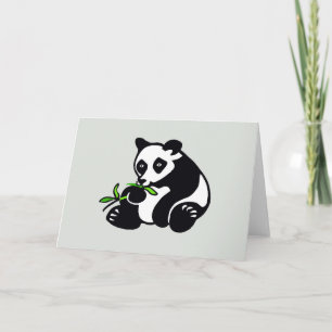 Hand drawn - PANDA Bear- Wildlife - Nature - Green Card