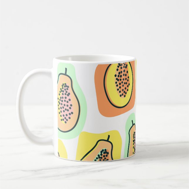 Hand-Drawn Papaya: Creative Vintage Pattern Coffee Mug (Left)