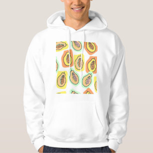 Hand-Drawn Papaya: Creative Vintage Pattern Hoodie