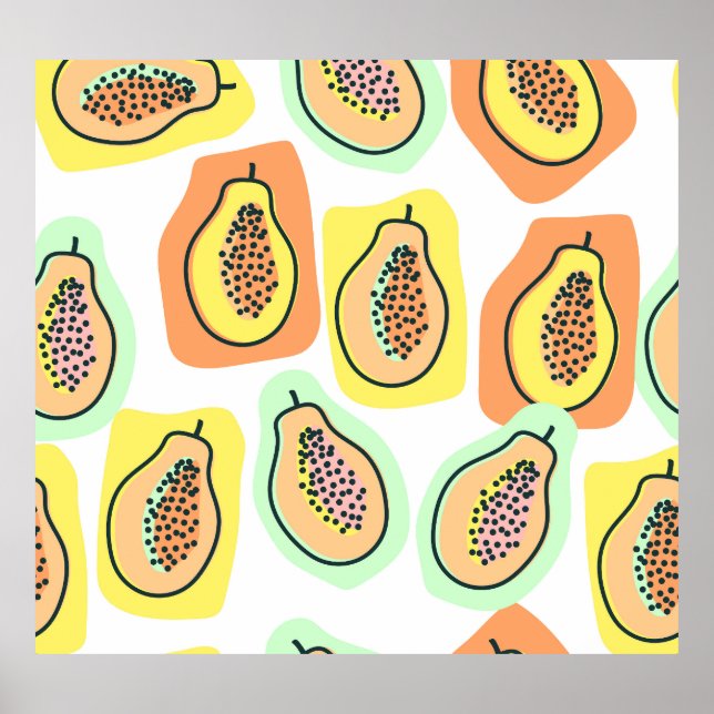 Hand-Drawn Papaya: Creative Vintage Pattern Poster (Front)