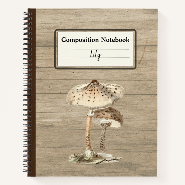 Hand Drawn Parasol Mushroom Personalised Comp Notebook (Front)