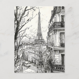 Hand Drawn Paris Scenes Postcard