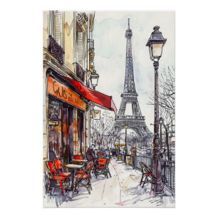 Hand Drawn Paris Scenes Poster