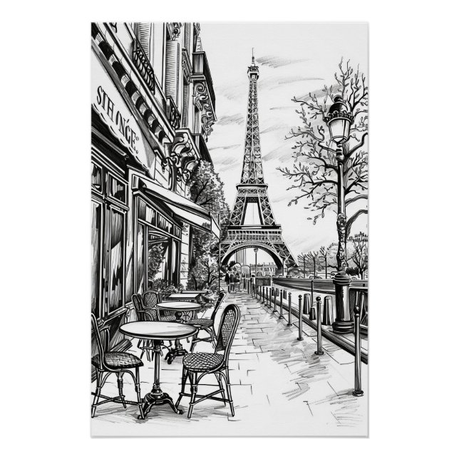 Hand Drawn Paris Scenes Poster (Front)