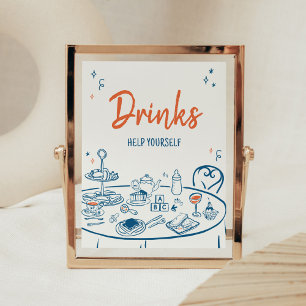 Hand Drawn Party Baby Shower Drinks Poster