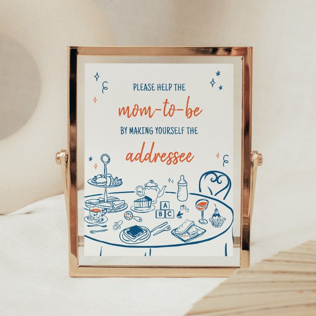 Hand Drawn Party Baby Shower Envelope Station Poster (Hand Drawn Baby Brunch Party Baby Shower Envelope Station Sign)
